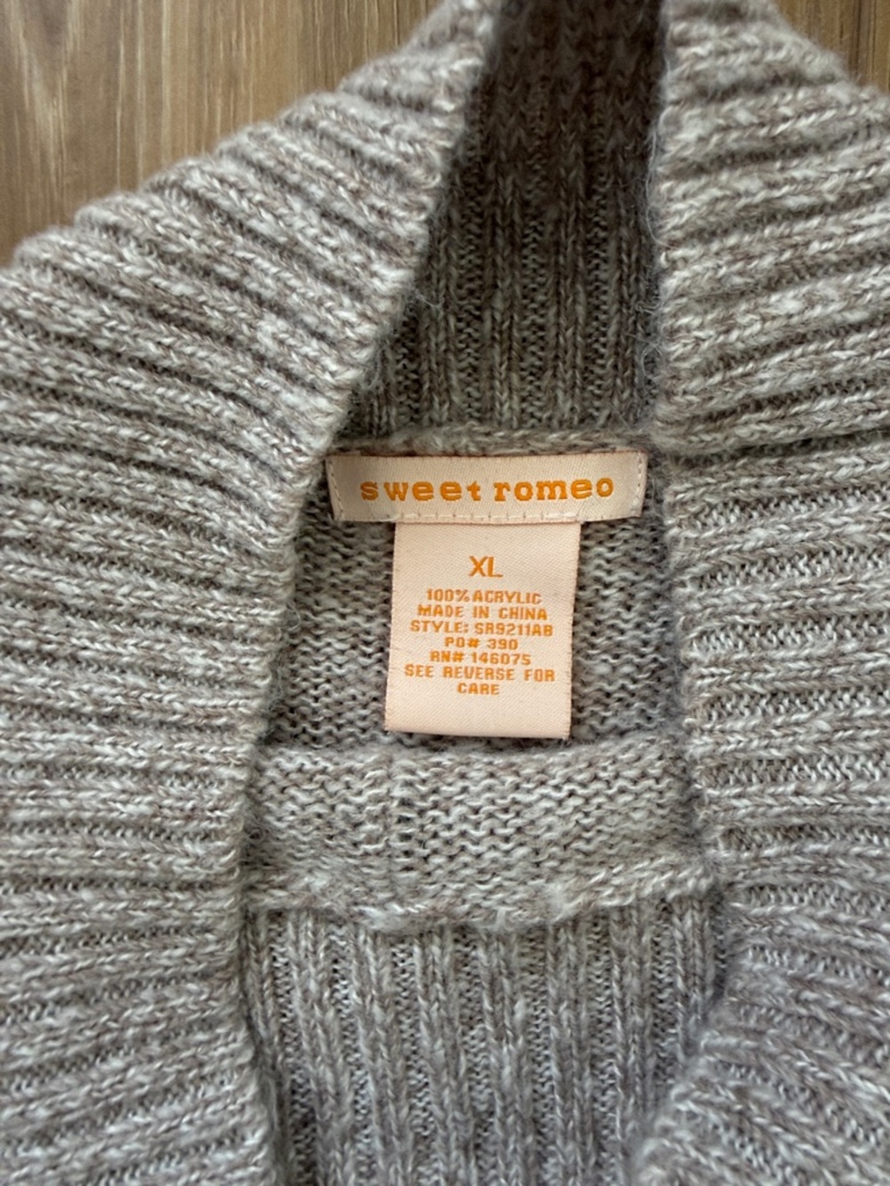 Sweet Romeo Neutral Beige Mock Neck Ribbed Sweater - Picture 2 of 3
